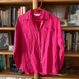 Vintage linen magenta button down